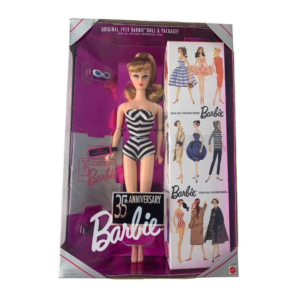 Barbie 35th Anniversary Blonde Doll 1993 Mattel NIB 1959 Reproduction Vintage SE